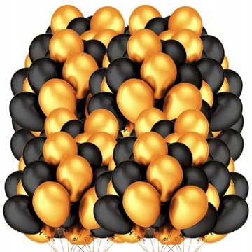 BALONY METALICZNE CZARNE ZŁOTE NA URODZINY 100szt