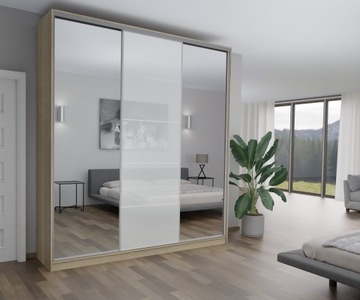 ШКАФ РАЗДВИЖНЫЙ - 3D1L TORONTO 170x250 SONOMA LACOBEL+2xЗЕРКАЛО