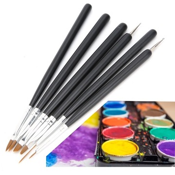 Набор из 6 кистей для акварели, гуаши, с деревянной ручкой SL.