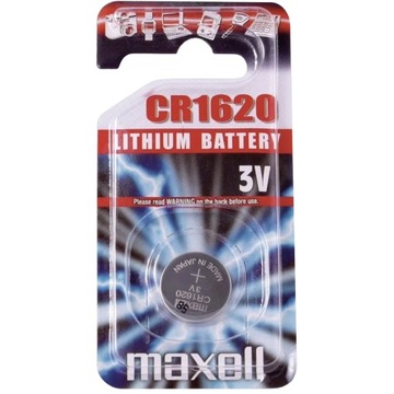 BATERIA GUZIKOWA PASTYLKOWA PŁASKA LITOWA WYDAJNA MOCNA MAXELL CR1620 3V