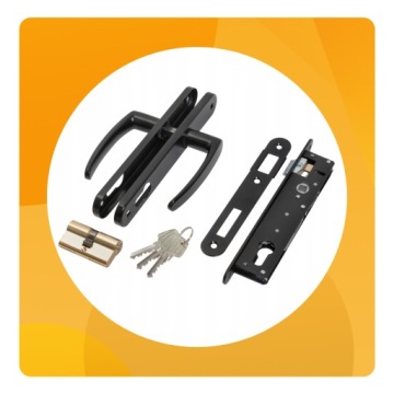 КОМПЛЕКТ ВОРОТ, ЗАМОК, РУЧКА, ВСТАВКА, ЧЕРНЫЙ 90ММ GAMAR