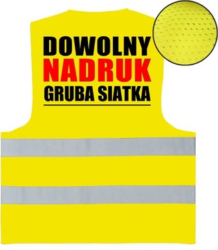 KAMIZELKA ODBLASKOWA Z NADRUKIEM GRUBA SIATKA MESH