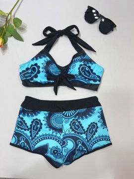 Eleganckie Bikini Dwuczęściowe Z Wysokim Stanem Bikini Damskie W Kwiaty