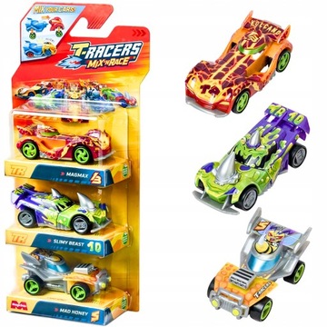 T-RACERS MIX 'N RACE - 3 mini auta: Mag Max, Slimy Beast, Mad Honey
