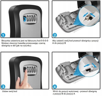 METALOWY sejf na klucze skrzynka szafka kasetka MOCNA skrytka z szyfrem kod