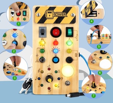 Деревянная светодиодная образовательная сенсорная доска Монтессори с выключателями света