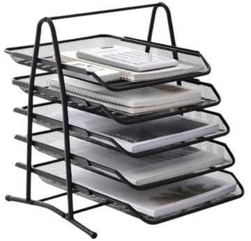 ORGANIZER METALOWY PRZYBORNIK SORTER TACA NA DOKUMENTY 5 SZUFLAD A4 XXL