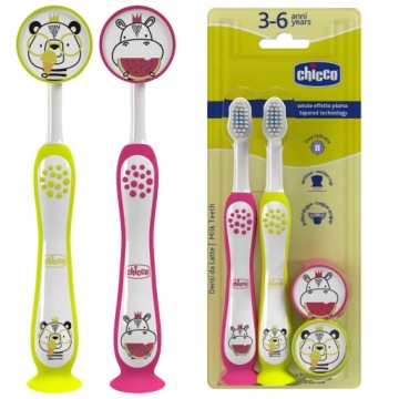 Chicco Щіточка для миття зубів бегемот-панда 3-6 років 2 шт.