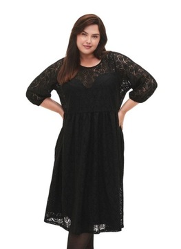 SZYKOWNA CZARNA SUKIENKA KORONKA PLUS SIZE ZIZZI 936A 48