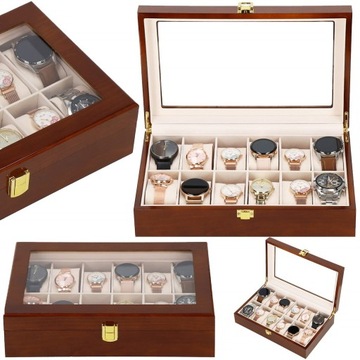 КОРОБКА-ОРГАНИЗАТОР ДЛЯ ЧАСОВ 12 шт. ШКАТУЛКА ДЛЯ ЮВЕЛИРНЫХ ИЗДЕЛИЙ ELEGANT