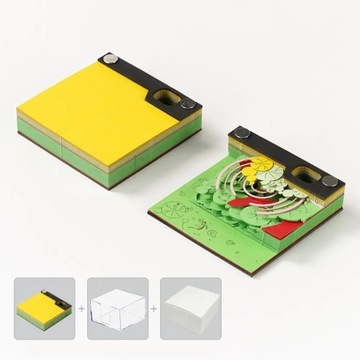 2024 Mini Desktop Calendar With Sticky Notes 3D Paper Carving Calendar 3D