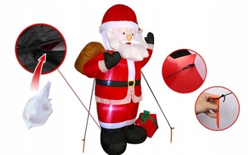 БОЛЬШОЙ САНТА НАДУВНОЙ, С ПОДСВЕТКОЙ, САМОНАДУВАЮЩИЙСЯ СВЕТОДИОД, 180 СМ XXL