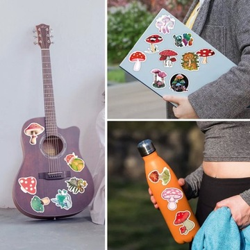 GRZYBOWY MIX ZESTAW NAKLEJEK WODOODPORNYCH 50 szt