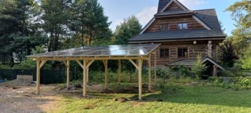 Укрытие для навеса с солнечной батарой 10,35 кВт и 5 кВтч журнал Energy! Деревянный