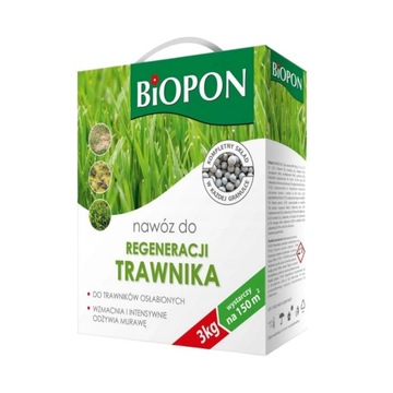 BIOPON NAWÓZ DO REGENERACJI TRAWNIKA GRANULAT 3KG DO OSŁABIONYCH TRAWNIKÓW