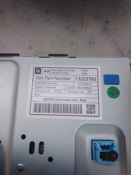 9097 OPEL ASTRA J РАДИО CD DVD 800 NAVI 13315644