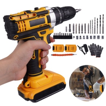 Аккумуляторная дрель с 25 позициями и двумя аккумуляторами емкостью 1200 мАч.