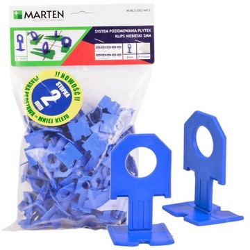 Klipsy 2,0mm niebieskie 100 sztuk do systemu poziomowania płytek Marten.