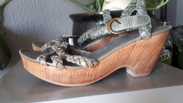 FIRETRAP SKÓRZANE SANDAŁKI DREWNIAKI 38