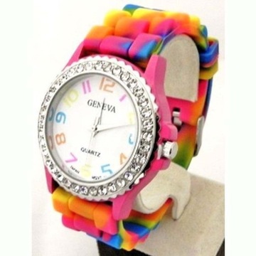 Women Girl Multicolor Geneva Silikon Crystal Bling