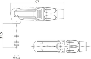 Roxtone RJ3RP-NN - Wtyk Jack 6.3 Stereo Kątowy