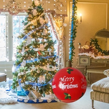 Большой надувной елочный шар на открытом воздухе, рождественские украшения, счастливого Рождества