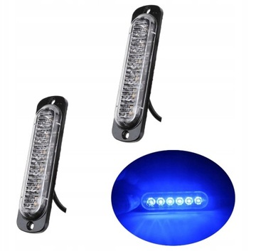 2x Lampa obrysowa strobo 6 LED 12V-24V, Niebieski