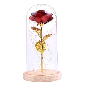 Dome Wooden Base Lamps with LED Red