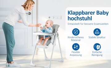 Krzesła dla dzieci składane, regulowane krzesło dla dzieci, 15 kg, szary