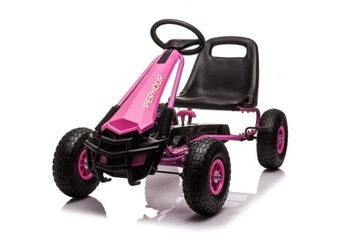 Детский картинг с педалью AIR PerHour Розовый + Ручной тормоз + Надувной