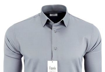 Espada Koszula męska Szara SLIM FIT Bawełna r. S kołnierzyk 37-38