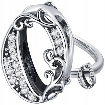CHARMS CYFRA ZERO 0 koralik beads srebro pr 925 cyrkonie kryształki gałązki