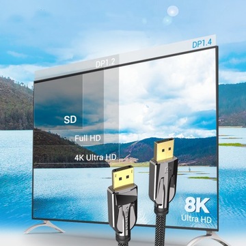 VENTION DisplayPort DP 1.4 8K 32,4 Гбит/с, оплетка, 1 м