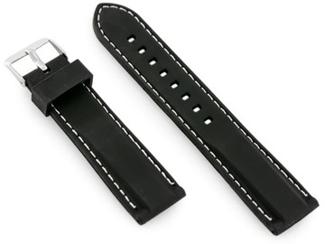 Pasek gumowy do zegarka czarny/białe 28mm