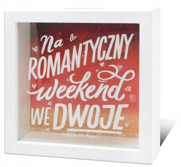SKARBONKA DREWNIANA Z SZYBKĄ PREZENT ROMANTYCZNY WEEKEND WE DWOJE
