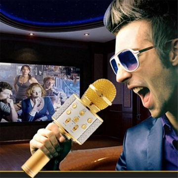 КАРАОКЕ МИКРОФОН ДЕТСКИЙ ЗОЛОТОЙ ДИНАМИК BLUETOOTH