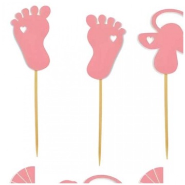 PICKERS кекс украшения BABIES розовый Baby Shower девушка день рождения x6