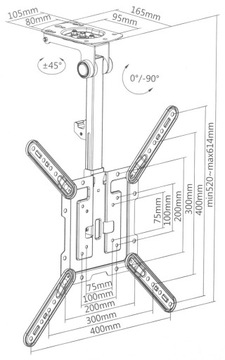 ПОТОЛОЧНОЕ КРЕПЛЕНИЕ ДЛЯ ТЕЛЕВИЗОРА ИЛИ МОНИТОРА BRATCK-LCD-CM344