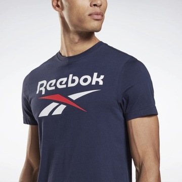 Футболка Reebok мужская футболка темно-синяя хлопковая футболка с большим логотипом HG2423 M