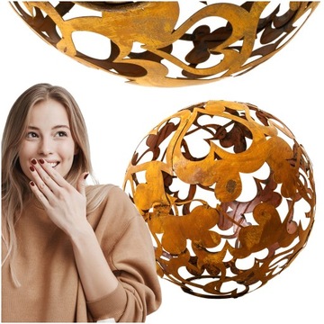 KULA OGRODOWA SERCE DEKORACYJNA LAMPA KULE OGRODOWE ZEWNĘTRZNE 28 CM CORTEN