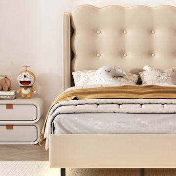 ŁÓŻKO DZIECIĘCE W KOLORZE AKSAMITNEGO BEŻU