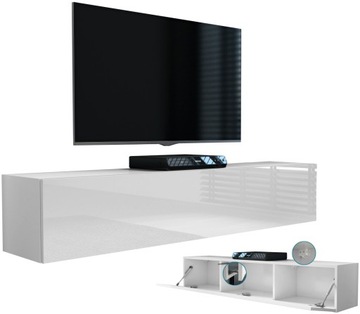 WISZĄCA SZAFKA RTV POZIOMA KOMODA biała + POŁYSK 160cm