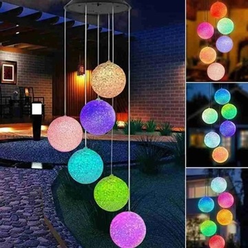 ЦВЕТНЫЕ САДОВЫЕ ФОНАРИ ЦЕПИ ВЕТРОВЫЕ ШАРЫ 6 ШТ. LED