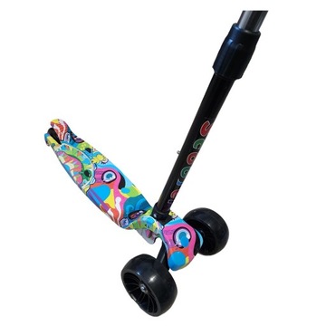 ТРЕХКОЛЕСНЫЙ БАЛАНСИРОВОЧНЫЙ СКУТЕР СО СВЕТОДИОДНЫМИ КОЛЕСАМИ ГРАФИТТИ 50 кг, складной, усиленный