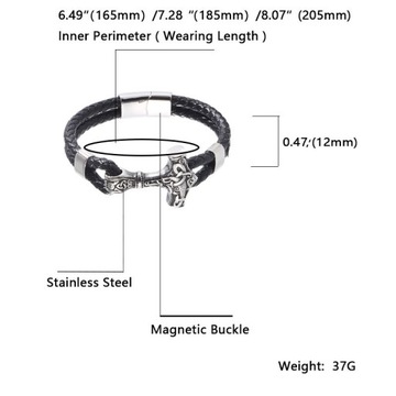SKÓRZANA BRANSOLETKA MŁOT THORA STAL SZLACHETNA 316L