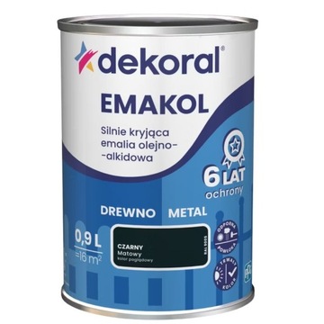 Farba ftalowa do drewna Dekoral 0,9 l czerń mat