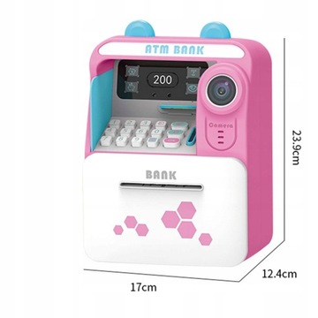 Piggy Bank Toy small atm Machine Coin Cash Pink