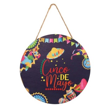Мексиканская фиеста деревянная вывеска, висящая на входной двери Синко де Майо, стиль B