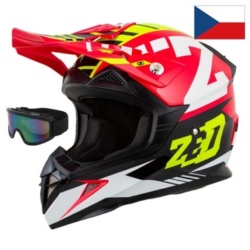 JUNIOR DZIECI ZEDX KASK MOTOCYKLOWY CROSS GOGLE YM