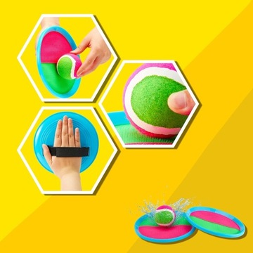 CATCH BALL VELCRO GAME THROW CATCH 6x ПОДДОНОВ + 3x ШАРА